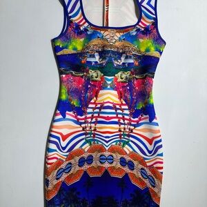 Mackenzie Mode Trippy Boat Colorful Patterned Mini Dress